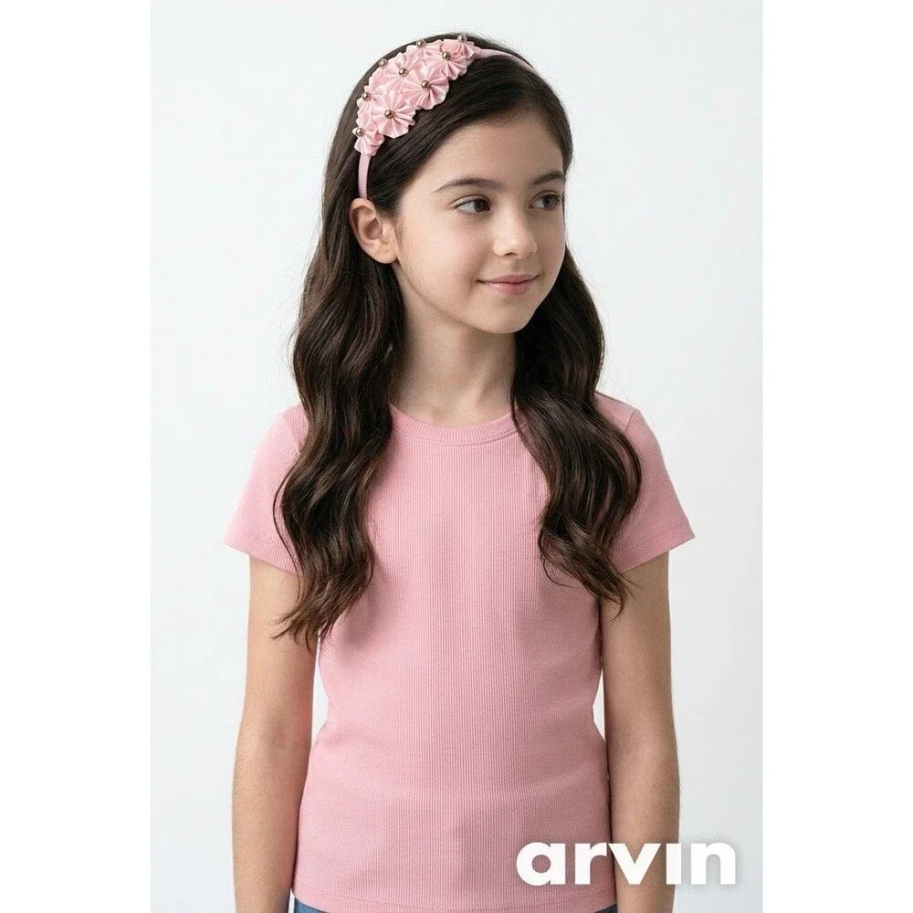 New Girls Pink Hairband head bands embellished handmade - Picture 8 of 16